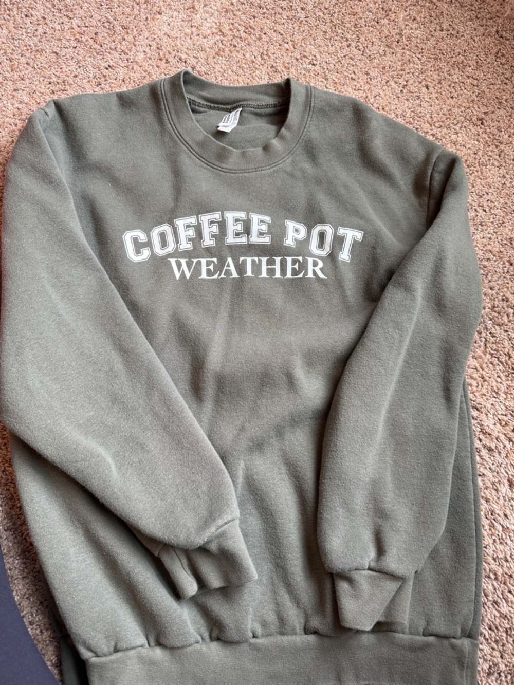 Coffee Pot Weather Olive Crewneck Sweatshirt